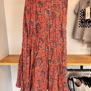 Torrid Orange and Black Tiered Maxi Skirt Casual